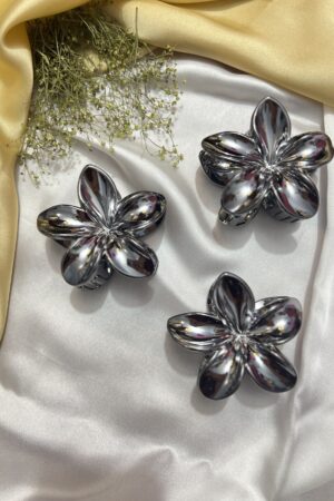 Elegant Grey Flower Claw Clip