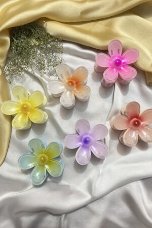 Large Flower Hair Claw Clip Set – 6pcs Multicolor Strong Grip Hair Accessories for Women