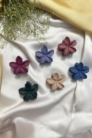 6pcs Mini Matte Floral Hair Clips – Random Color Set for Women & Girls
